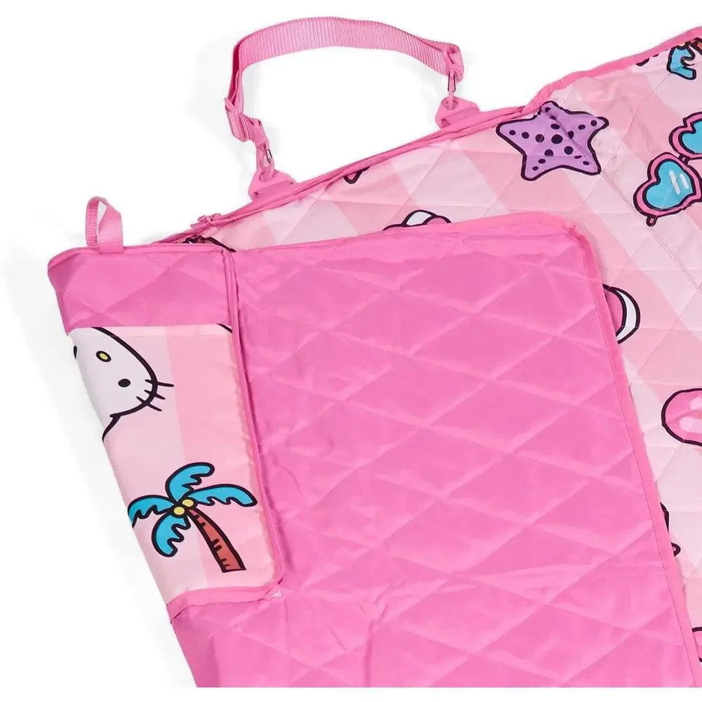 Hello Kitty Picnic Blanket Beach Towel Set Pink Foldable 2 Pc Summer NWT